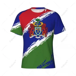 Custom Name Nunber Gambia Flag Color Men Tight Sports T-shirt Women Tees jersey For Soccer Football Fans