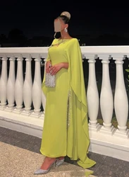 Green Arabic Prom Dress Crystals Long Party Gowns Dress For Women Arabic Formal Wedding Evening Dress Pageant Gown فساتين سهرة