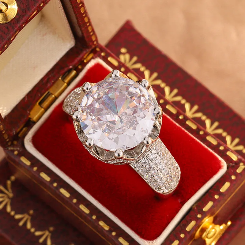 925-sterling-silver-new-generous-crown-women's-fashion-ring-imitation-diamond-set-six-claws-grand-queen-accessory-jewelry