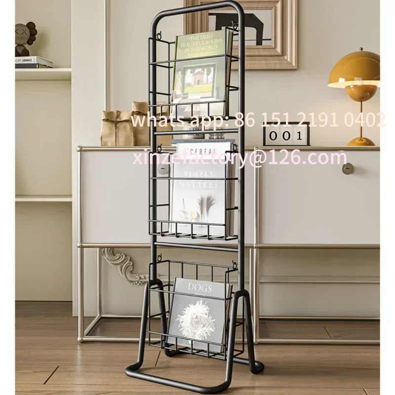 رف عرض المجلات القابل للتخصيص، رف كتب عتيق متحرك، رف تخزين مدمج للمنازل الحديثة #5