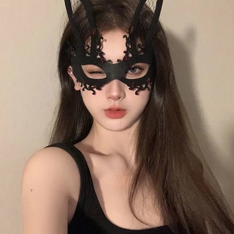 Black Flower Mask Mask Ball Dress Up Props Annual Meeting Half Face Mask Eye Mask Makeup Night Mask
