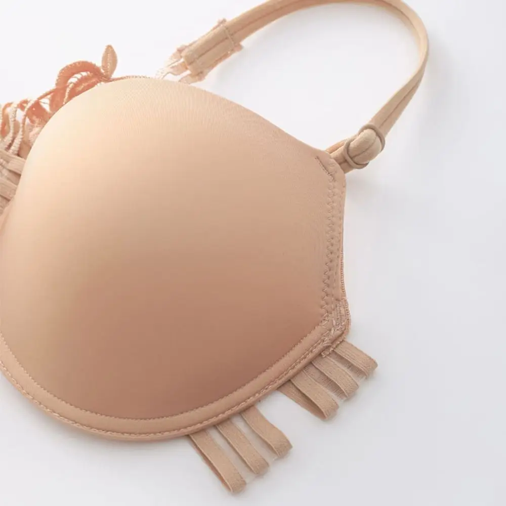 Doce botão frontal sutiã de renda feminino linda volta flor sem costura sutiã íntimo roupa interior sem fio profundo v sutiã verão