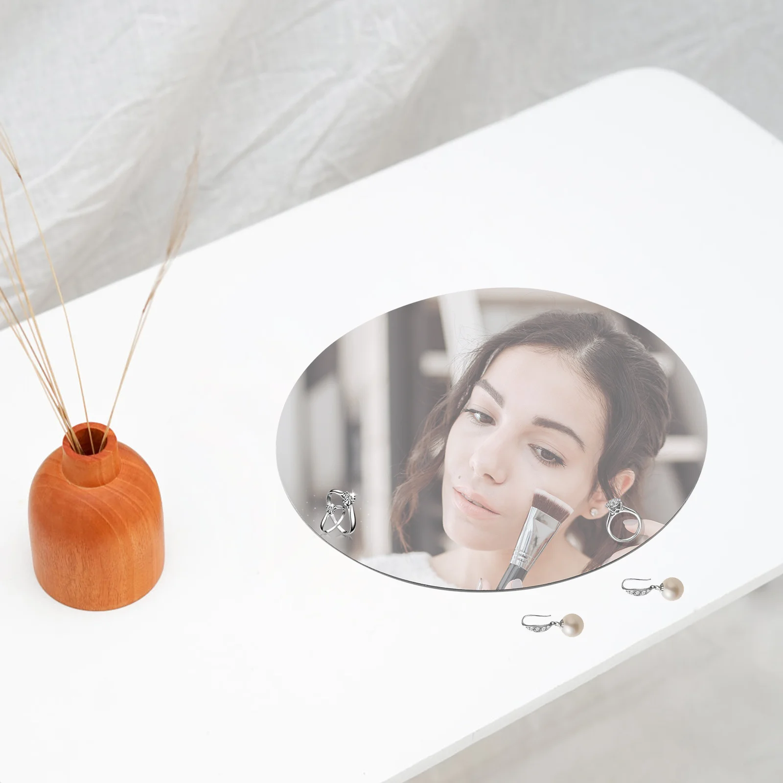 

1pc 20Cm Mirror Tray Serving Tray For Jewelry Perfume Organizer Vintage Display Stand Decorative Vanity Tabletop Decoration