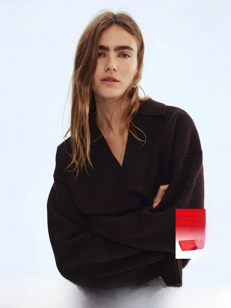 

Женская трикотажная футболка H&M с V-образным вырезом, весенняя, повседневная, свободного кроя, с длинным рукавом, в полоску, удобная, мягкая, из смесового полиэстера