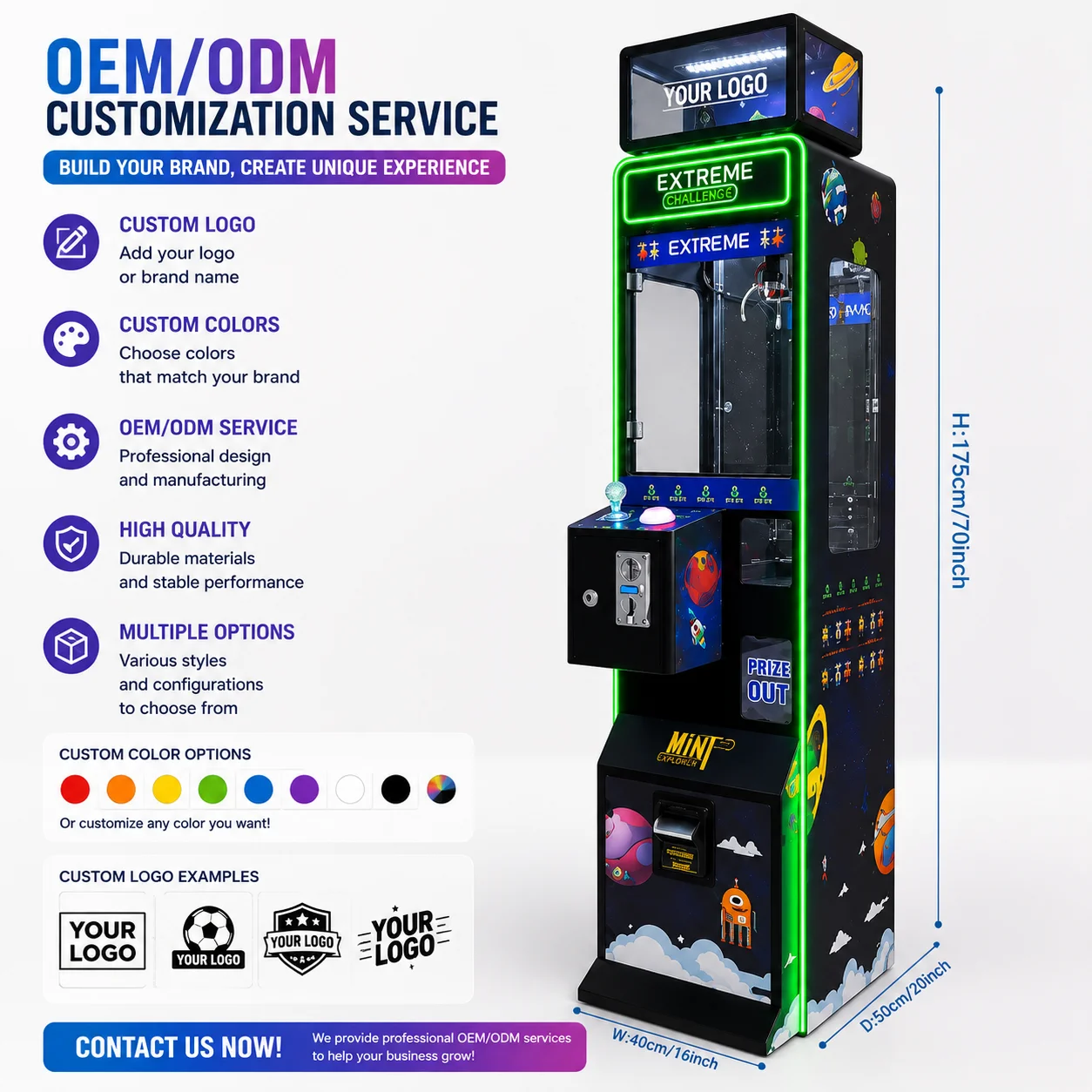 Claw Machine Mini Metal Cabinet Coin Operated Bill Acceptor Card Reader Galaxy Space Theme Commercial Arcade Crane Game Unit