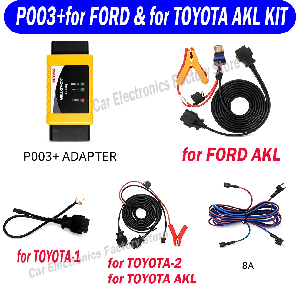 for OBDSTAR P003 AKL KIT For Ford All Keys Lost for Toyota 8A Non‑Smart Key Programming Cable  for X300 DP Plus