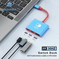 For Switch Dock 4K HDTV USB 3.0 Hub Adapter  USB C Splitter TV Portable Docking Station for Nintendo Laptops PC iPad MacBook Air