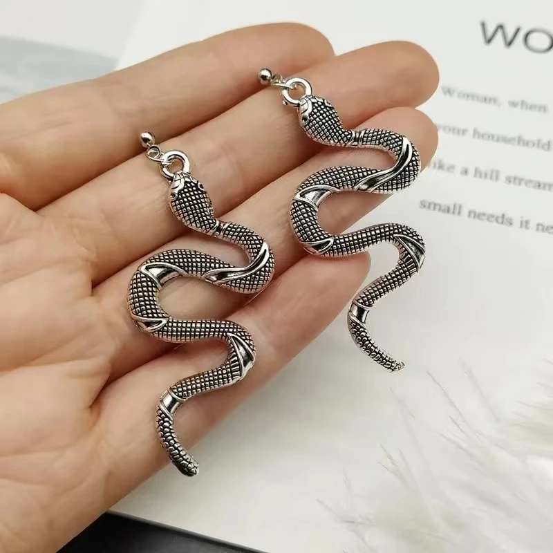 Punk Long Snake Earrings Silver Gold Color Personality Drop Earings For Women Vintage Animal Female Fashion Jewelry Wholesale