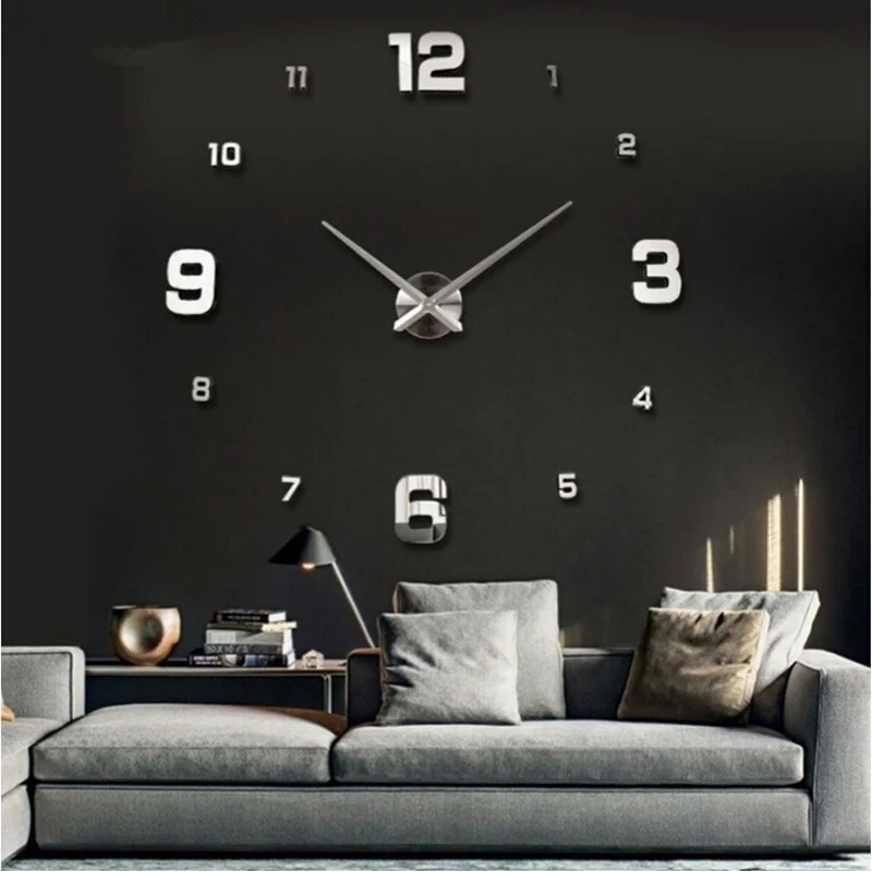 New Wall Clock Clocks Watch Horloge Murale DIY 3D Acrylic Mirror Large Home Quartz Circular Needle Modern Hot Sell