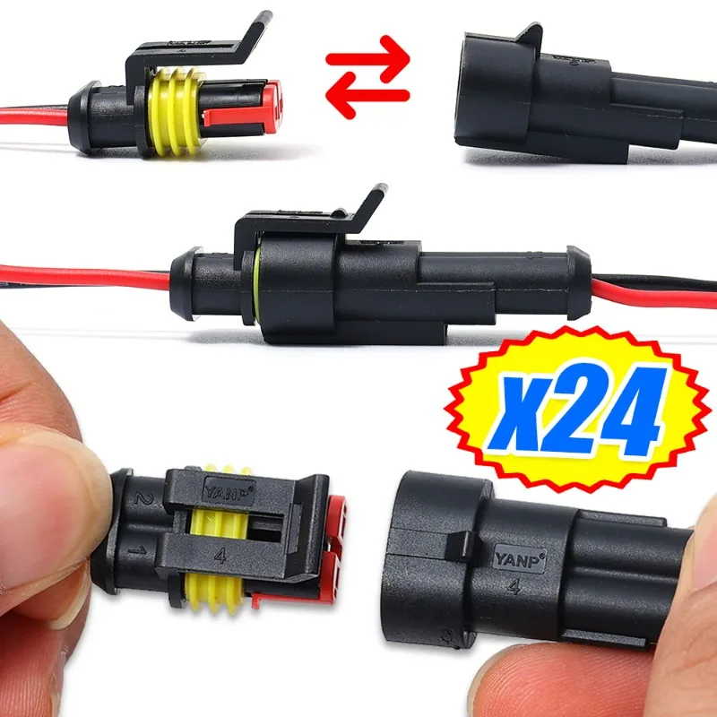 Car Male Female Electrical Connector Plug 2 Pin Way Harness Car Motorcycle Scooter Marine Waterproof Electrical Connector Plugs