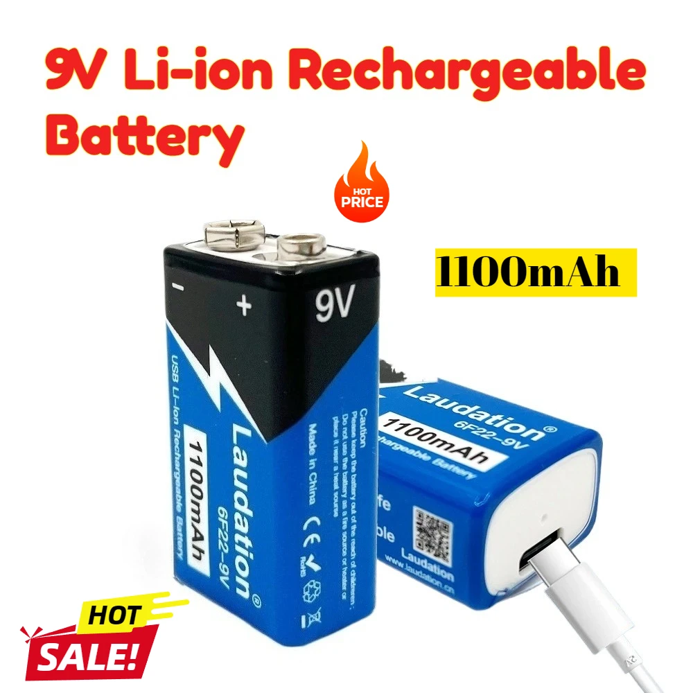 

NEW 9V 1100mAh Li-ion Rechargeable Battery Micro USB Batteries 9V Lithium for Multimeter Microphone Toy Remote Control KTV Use
