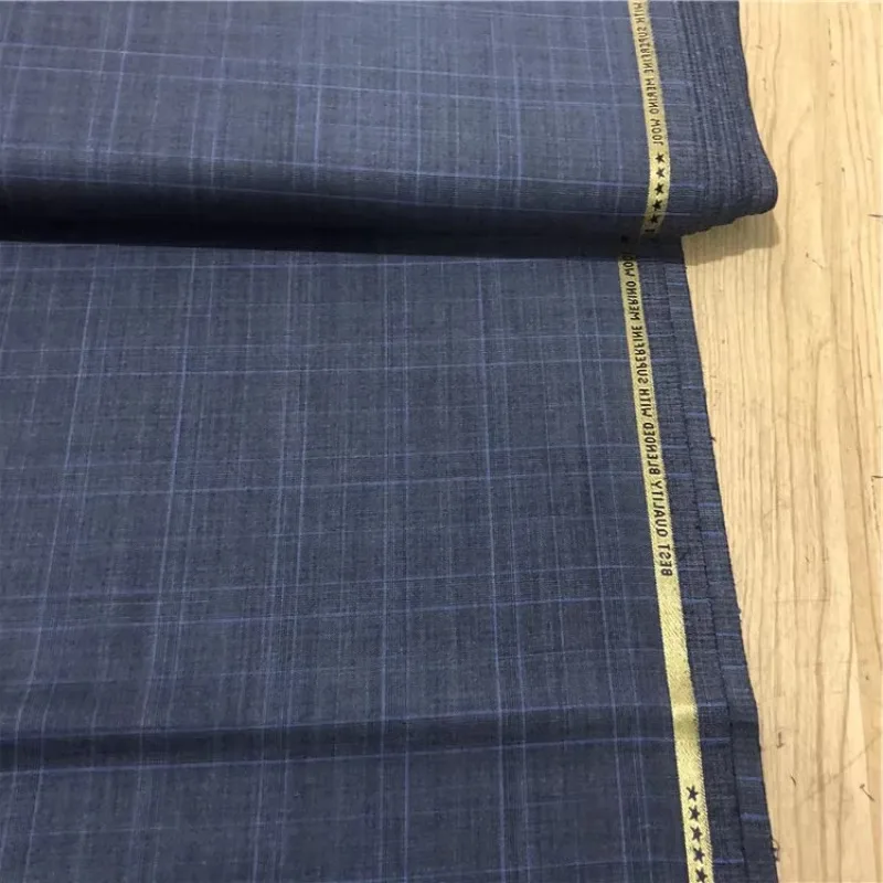 High Quality Wool Fabrics Grey Plaid Men's Suit Fabrics Worsted Wool Suit Pants Arabian Robe Fabrics By The Meter