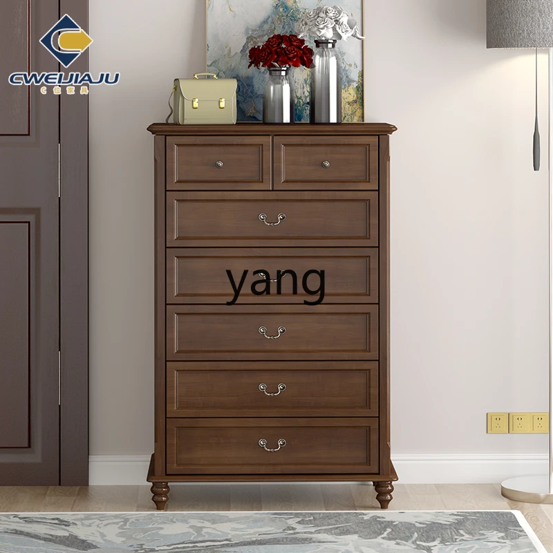 Yjq Solid Wood 7-Drawer Cabinet Bedroom Four, Five, Six Drawers Living Room Locker Light Luxury Storage Chest of Drawers