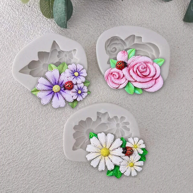 Daisy Chrysanthemum Plumeria Rose Flower Silicone Mold Cupcake Fondant Cake Decorating Tools DIY Chocolate Cookie Baking Moulds