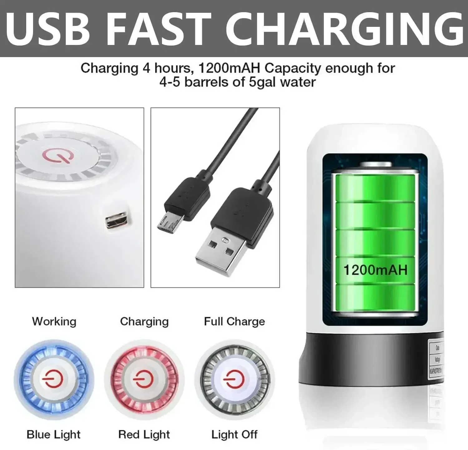 نافورة مشروبات موزع مياه كهربائي محمول USB شحن زجاجة شرب أوتوماتيكية مفتاح لمسة صامتة 19 لترًا