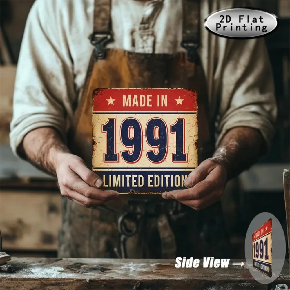 Vintage 1991 Metal Sign 8x8 Inch Rustic Aluminum Wall Decor Bar Garage Man Cave Birthday Gift
