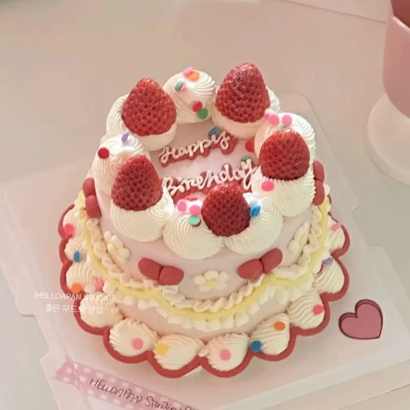 Cartoon Color Happy Birthday English Letter Fake Cake Model Simulation Birthday Cake Showcase Sample Display Photography Props