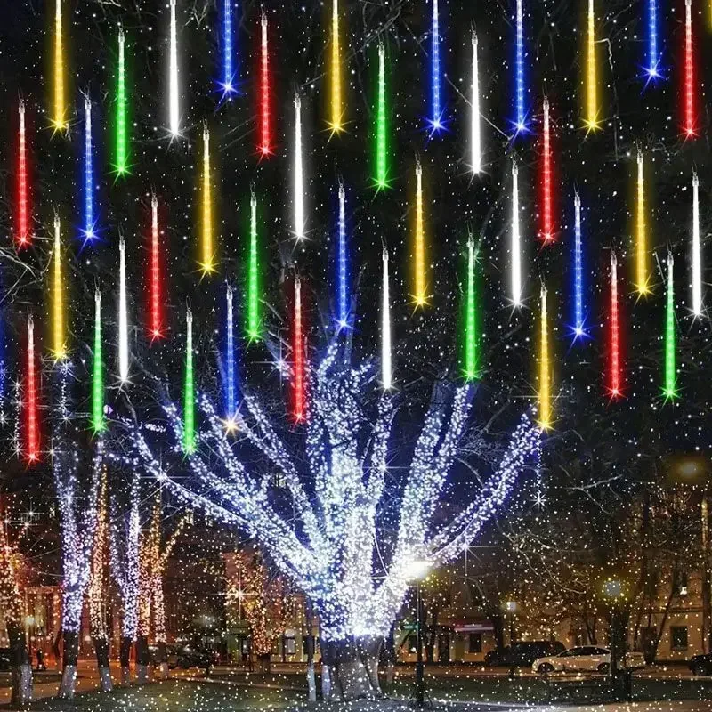 

2025 New Year 32/24/16/8 Tube Outdoor 30/50cm Meteor Shower Rain LED String Lights for Christmas Wedding Party Decoration Xmas