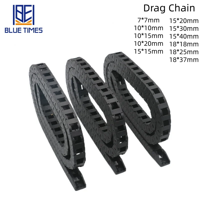 Bluetimes 100cm Plastic Cable Chains Semi-Enclosed Drag Chain Wire Carrier With End Connectors For CNC Router Machine Tool Parts