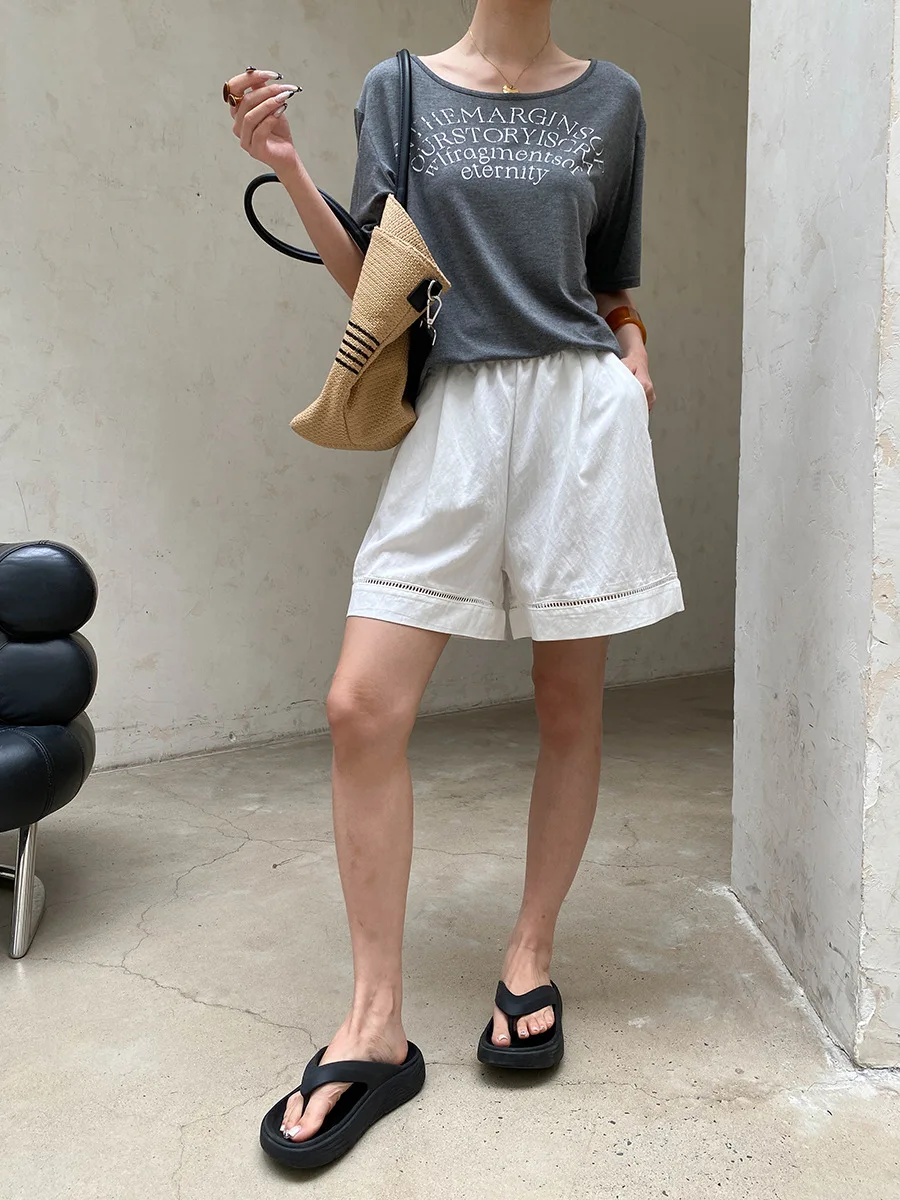 Sommerliches Damen-T-Shirt mit lässigem und modischem Design, Nischen-Design mit Buchstaben-Print, Rundhalsausschnitt und kurzen Ärmeln – Detail 11