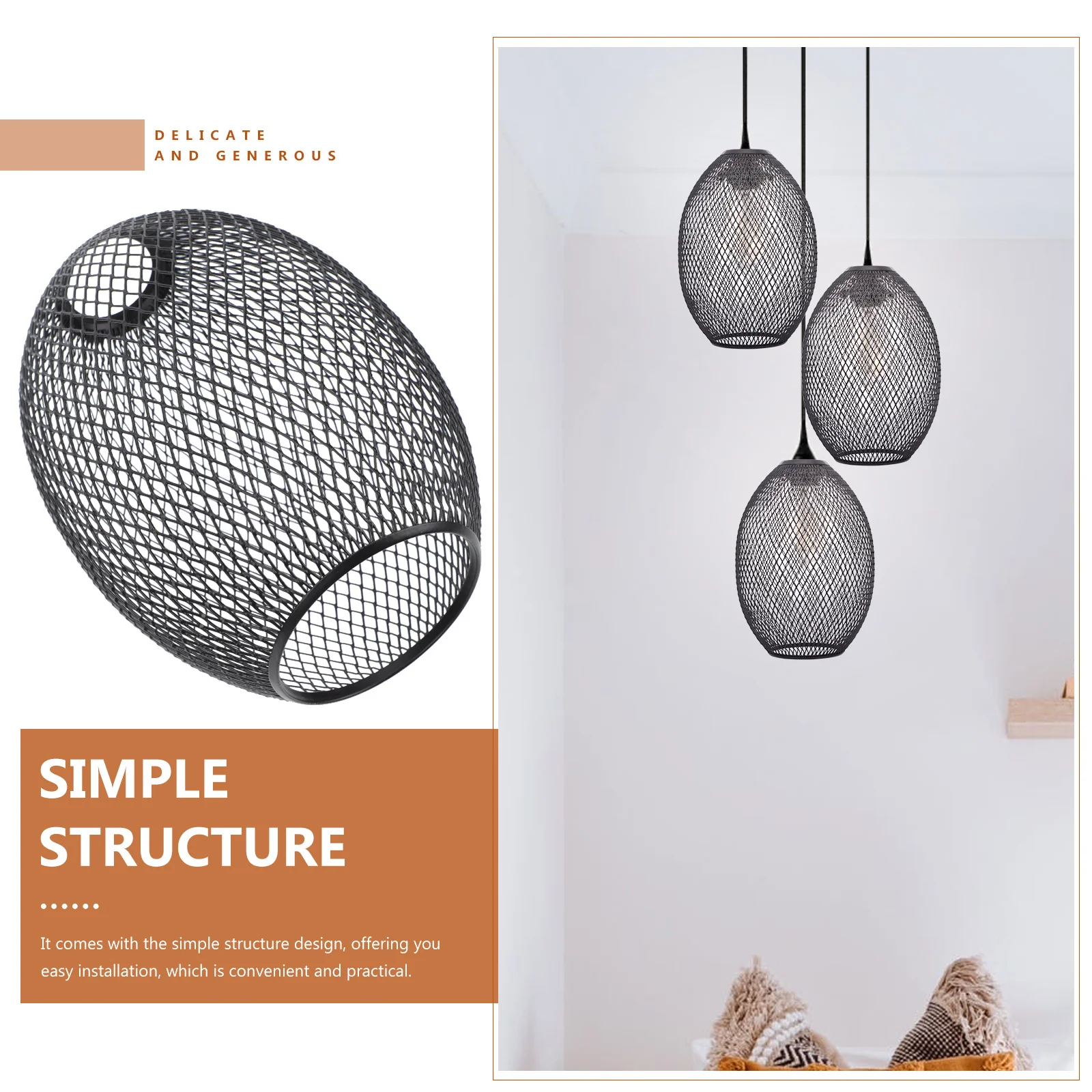 

Vintage Style Iron Wire Lampshade Pendant Light Cover Decorative Metal Hanging Lamp for Home Bedroom Study Library Ceiling