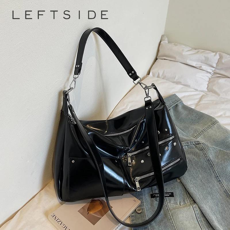

Женская кожаная сумка-кроссбоди LEFTSIDE с заклепками, стильная и дерзкая, для повседневного использования, для шопинга, на плечо, 2026 Новые сумки
