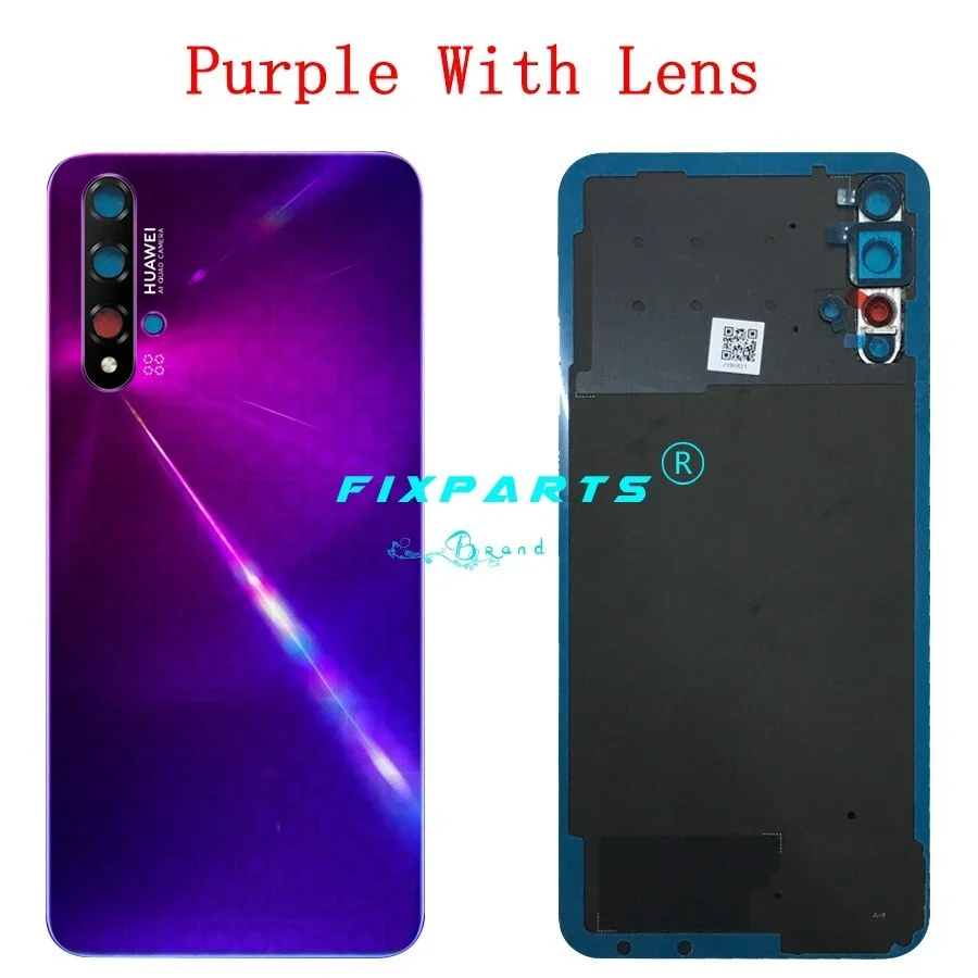 NEW For Huawei Nova 5t Battery Cover Rear Door Housing Back Case Phone  AL-L21 YAL-L61 Battery Cover  With Camera Lens