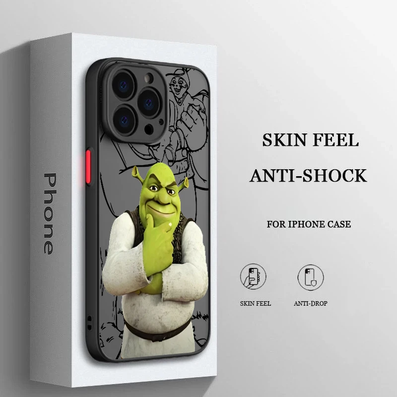 C-Cartoons Moive S-Shreks Coon Frosted Translucent For Apple iPhone 15 14 13 12 11 XS XR X 8 7 SE Pro Max Plus Mini Matte