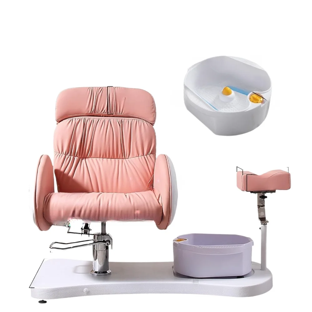 Silla de pedicura hidráulica para tecnología de uñas, Spa para pies, sin plomería, unidad reclinable giratoria 360