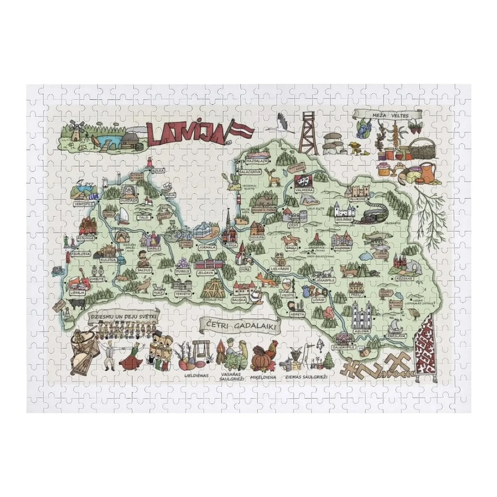 

Map of Latvia Jigsaw Puzzle Custom With Photo With Photo Personalized Toy Wood Name Puzzle