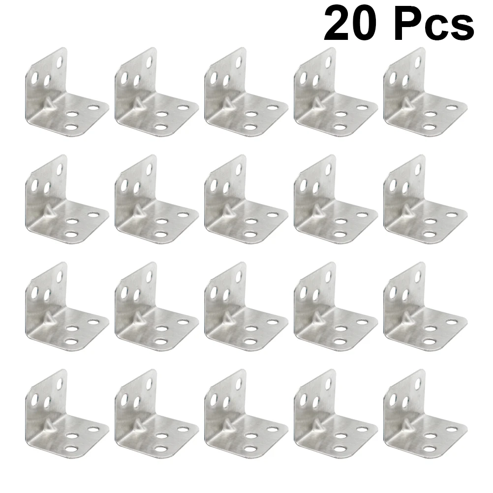 

20 Pcs L-shaped Angle Iron Bracket Wall Brackets Right Corner Brace Support Shelf