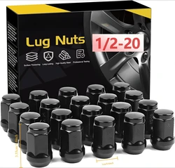 20pcs 1/2-20 Lug Nuts for Jeep Wrangler/ Liberty/ Grand Cherokee Aftermarket Wheel  Black or Chrome Closed End lug nuts