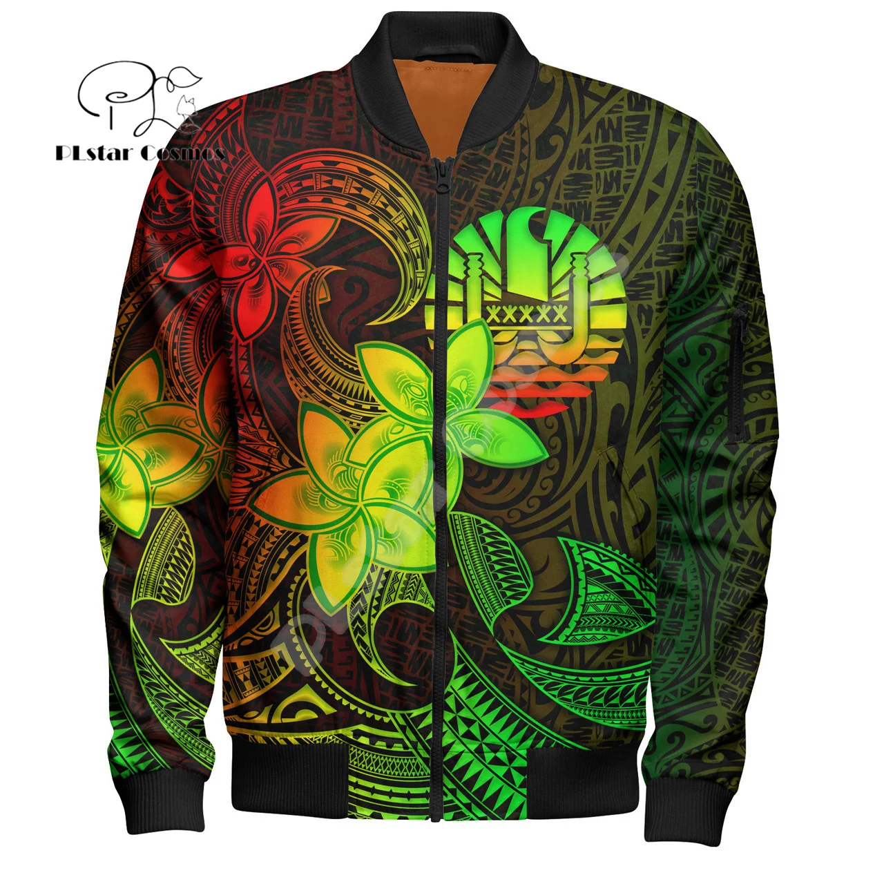 

Custom Name French Polynesia Tahiti Country Flag Hibiscus Tattoo 3DPrint Winter Overcoat Casual Windbreaker Bomber Jacket VA2