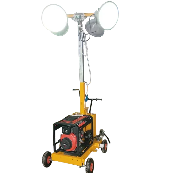 Good Price 5M 7M Telescopic Hand Push Construction Mining Mobile Lighting Tower