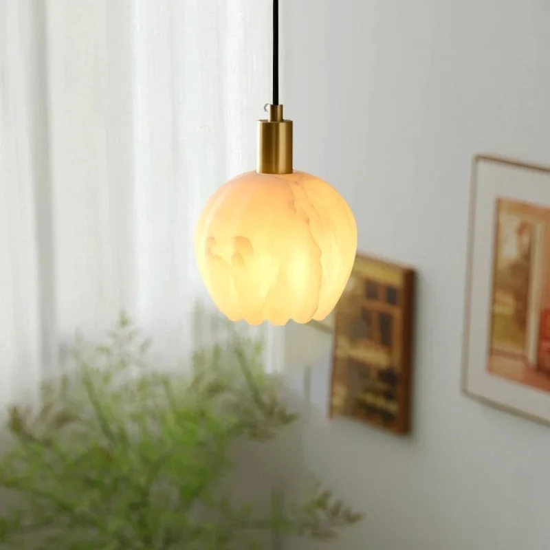 

Spanish Marble Bud Small Pendant Light for Bedroom Bedside Balcony Corridor Light Luxury Hotel Bar Home Decoration Lamps