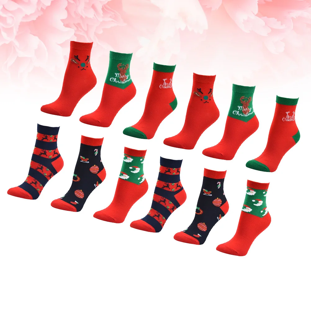 

Christmas Stockings Women Girls Cotton Socks Mid Length Breathable Warm Winter Autumn Party Holiday Decor Gift