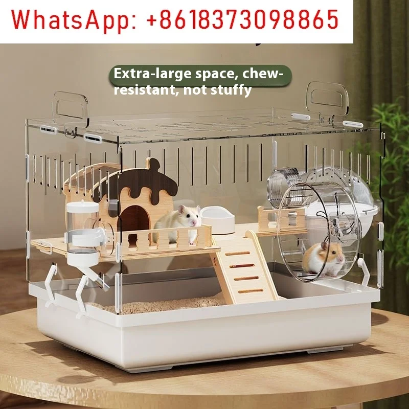 Large Acrylic Clear Hamster Villa Cage for Syrian Gold Teddy Bear Luxury Habitat Stackable DIY Habitat Terrarium view 5