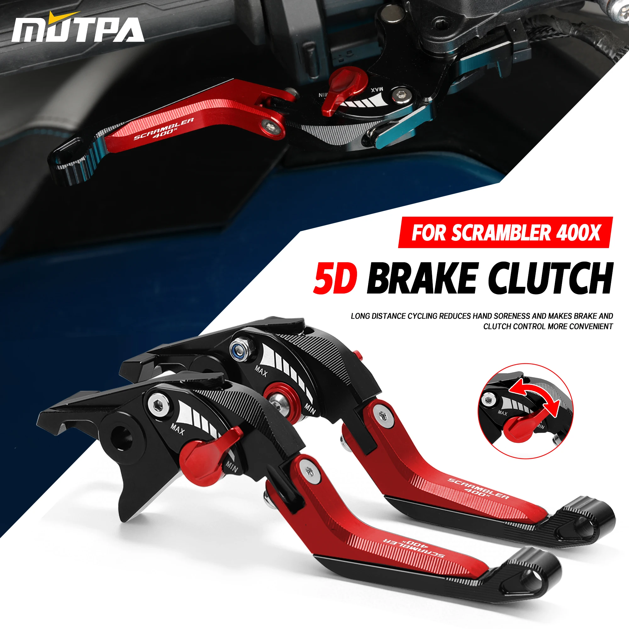 For Triumph Scrambler 400X Brake Handle Motorcycle Scrambler400X 5D CNC Aluminum Adjustable Foldable Brake Clutch Lever Set