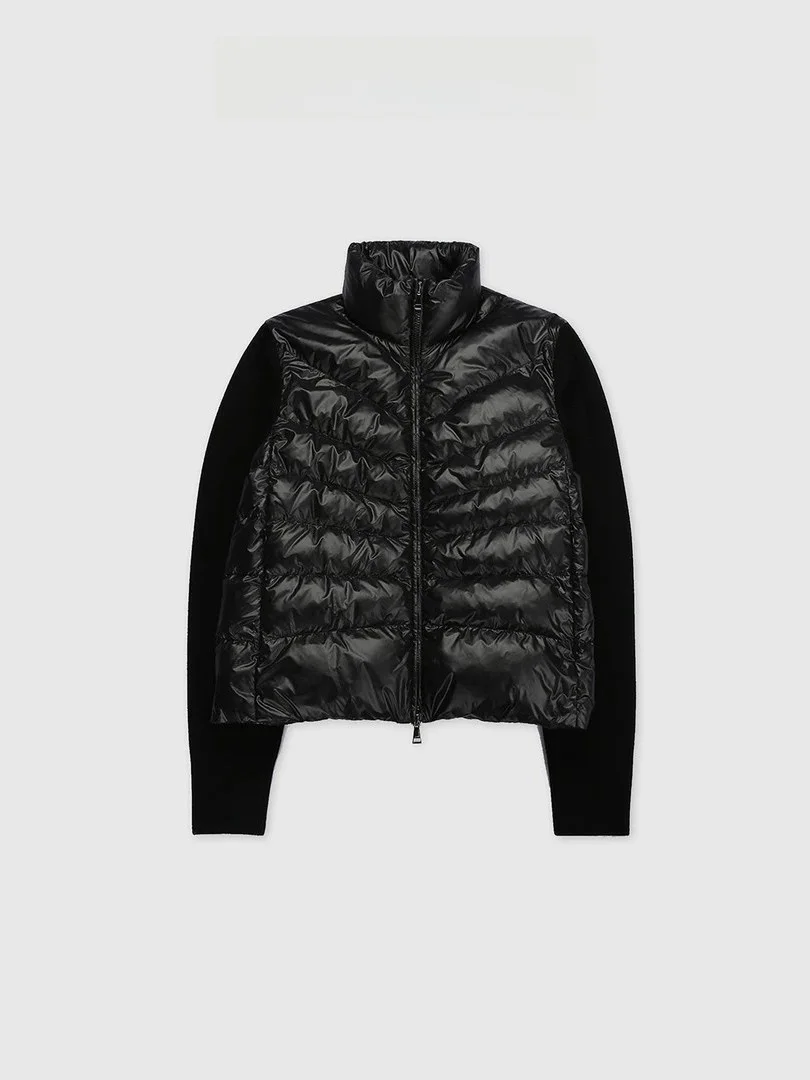 

Ele Slim Fit Goose down Jaet with Wool Sves Baatone Women's Casual Sle Faionable Thi Warm Zipper Closure
