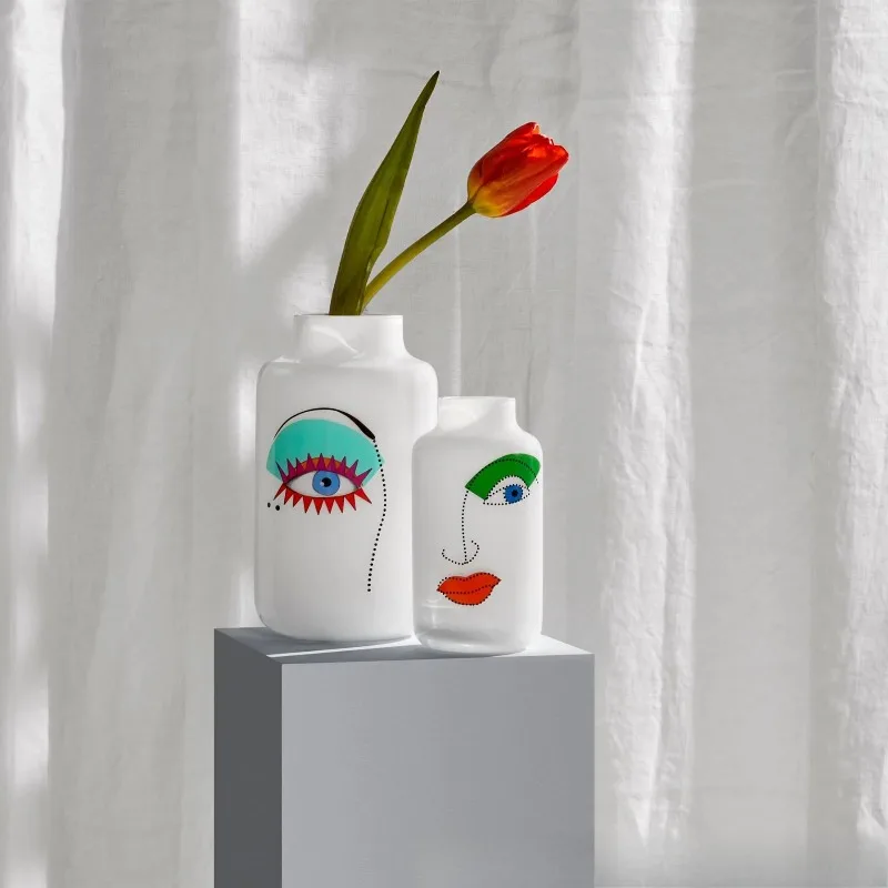 Handmade simple with printed crystal glass vase