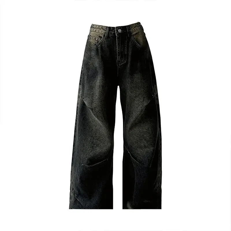 Deeptwon Y2k Vintage Baggy Jeans Woman Casual Harajuku Gyaru Wide Denim Pants Gotic Korean Spring Loosen Trousers Aesthetic