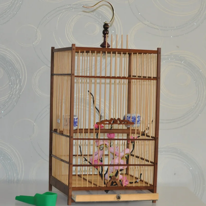

Parrot Cage Bird Cages Birdcage Handmade Bamboo Square Cage Cage Oiseaux Nest For Bird House Parrot Transfer Bird Accessories