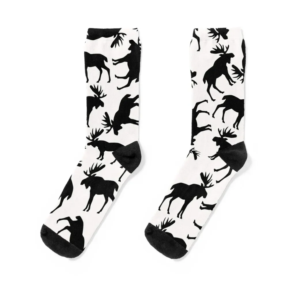 

Moose Elk swedish retro scandinavian decorative pattern Socks sheer aesthetic heated japanese fashion Man Socks Women's