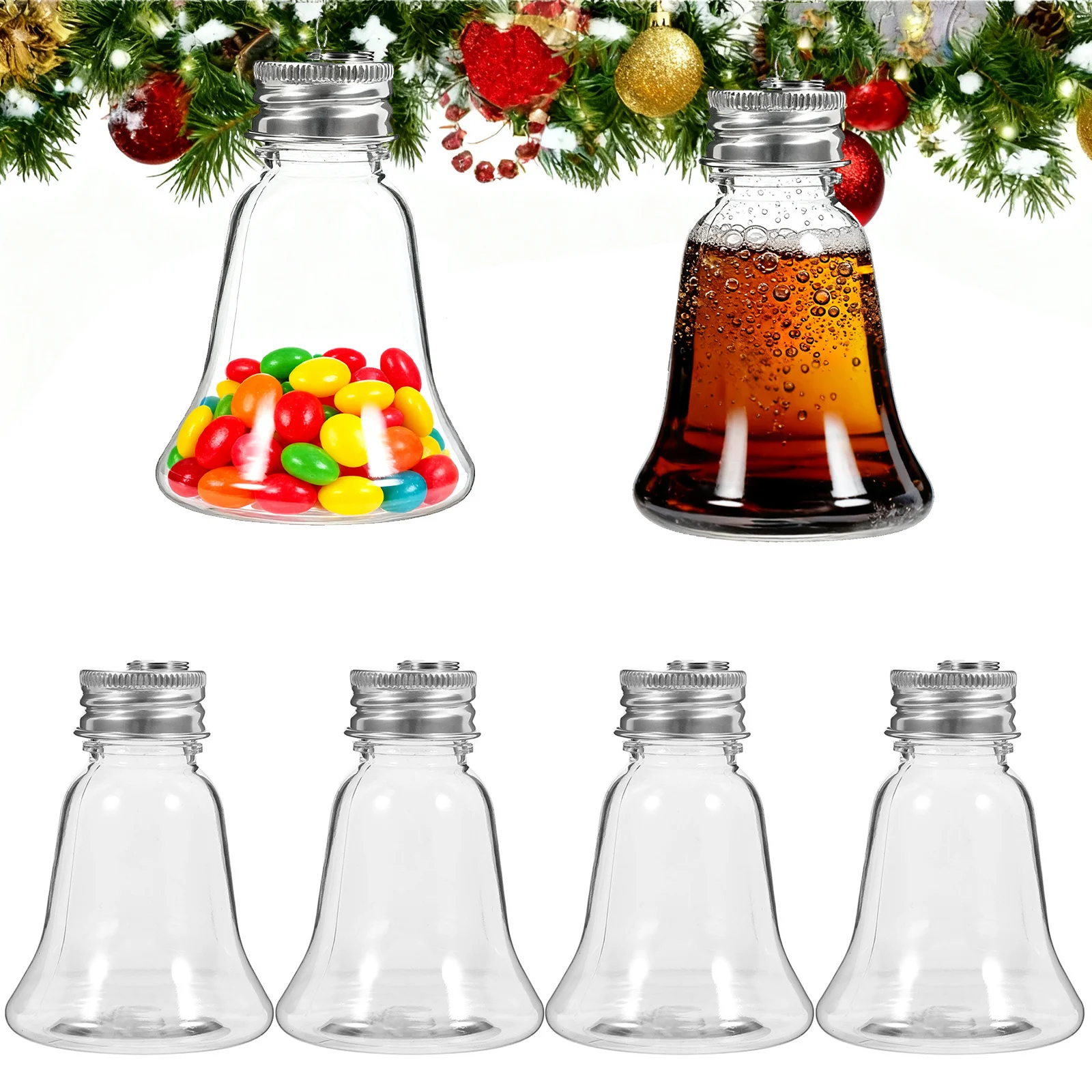 

10Pcs Christmas Tree Decoration Juice Bottles with Cap Reusable Milk Juice Bottles for Party Beverage Storage Packing Bottle