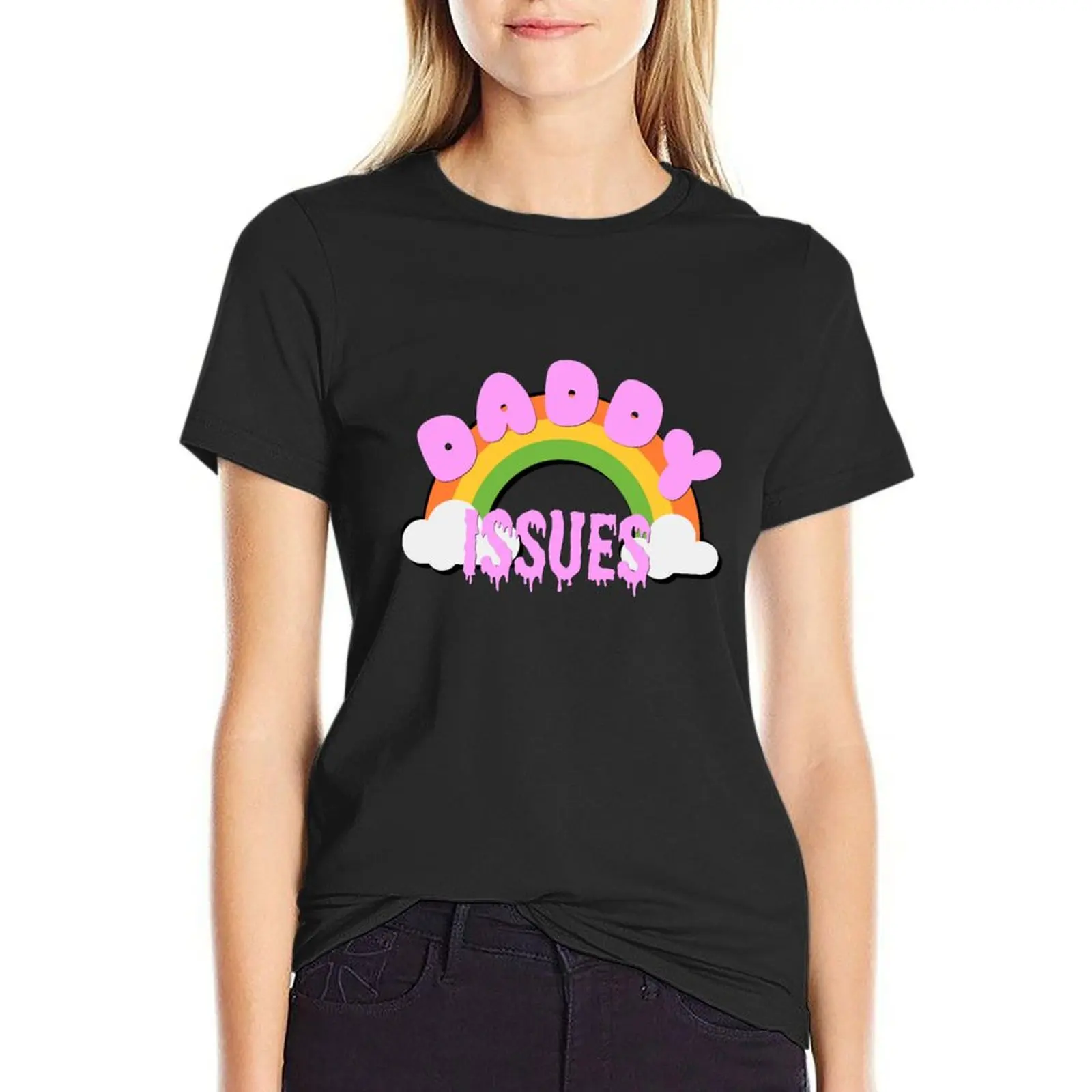 Daddy Issues Rainbow T-Shirt female summer top western t shirts for Women