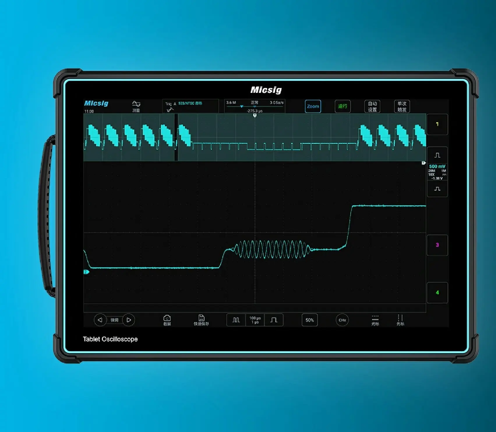 Micsig Digital Tablet Oscilloscope ETO Series ETO5004/ETO3504 Bandwidth 500MHz  Sampling Rate 3GSa/s  Memory Depth 360Mpts 4ch