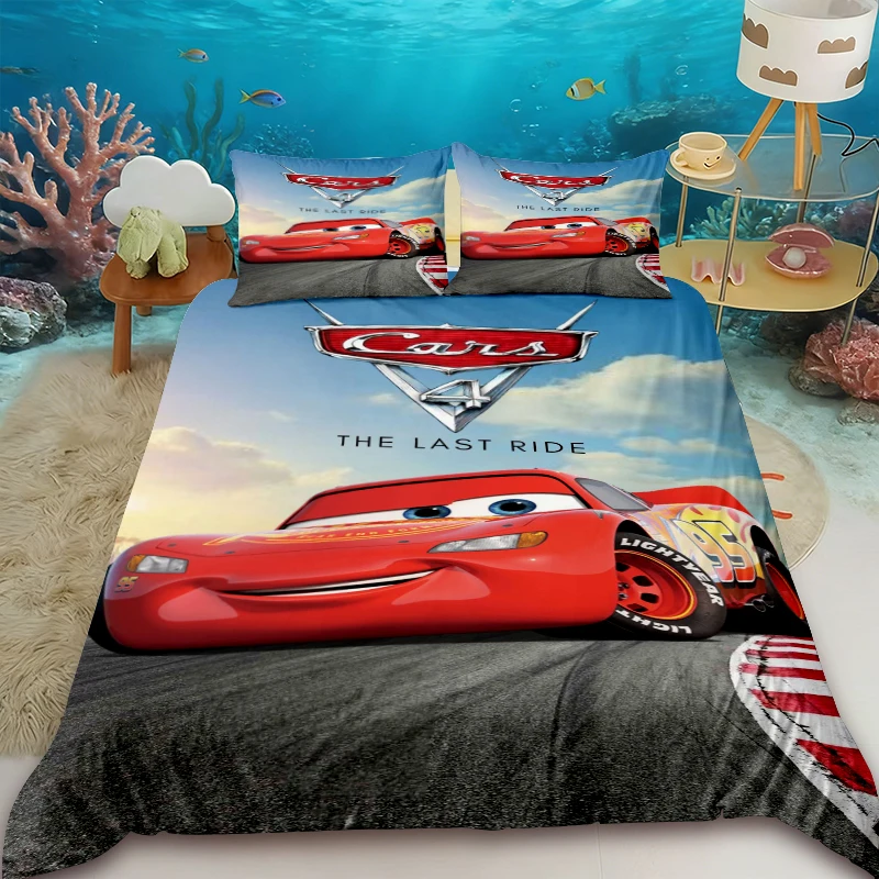 

Duvet Cover Disney McQueen Car Kids Gift Room Decor Set with One Duvet Cover and Two Pillowcases Single/Double/Large/Extra Large