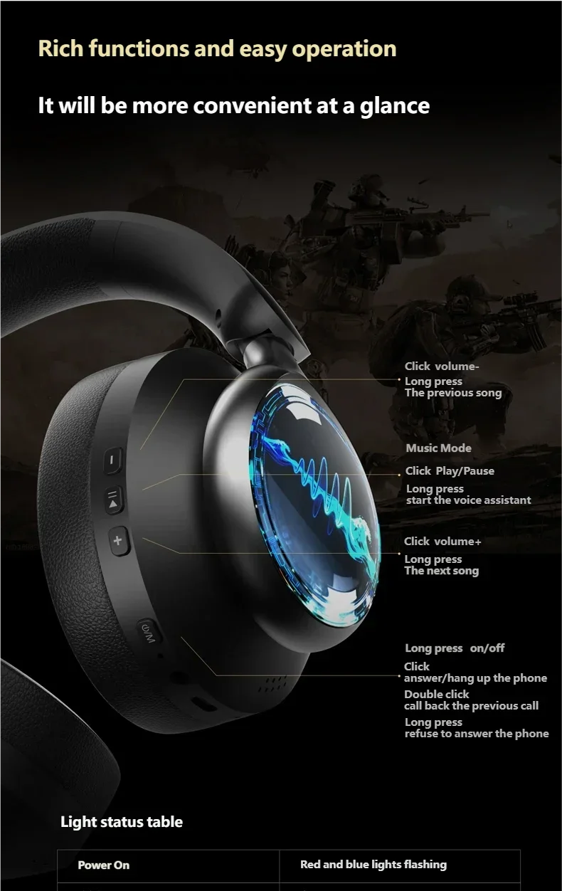 Acer Wireless Bluetooth Over-ear Headphones With Stereo Sound_voghion.com