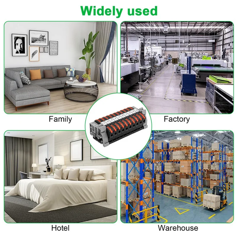 حزمة A76K مكونة من 40 محطًا للسكك الحديدية DIN، 0.08-4 مم2 PCT-211 DIN، مجموعة كتلة طرفية سوداء، كتلة توصيل كهربائية Du