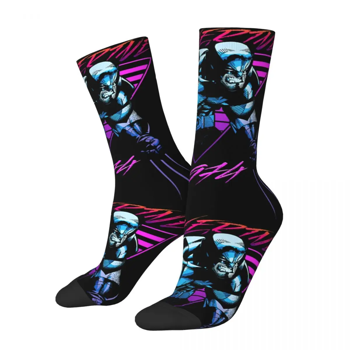 Winter Warm Funny Unisex X-Men Wolverine Neon Retro Logan Socks Sweat Absorbing Skateboard Socks